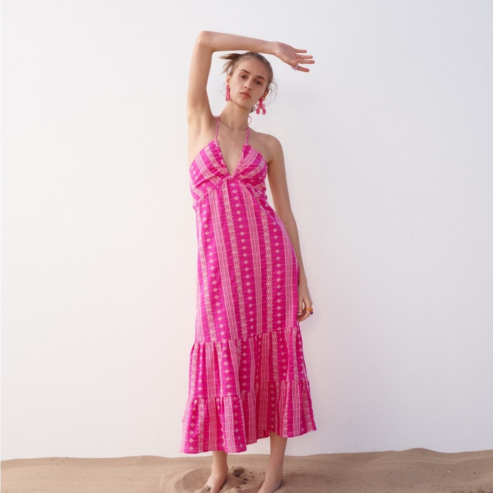Zara open work embroidered dress!